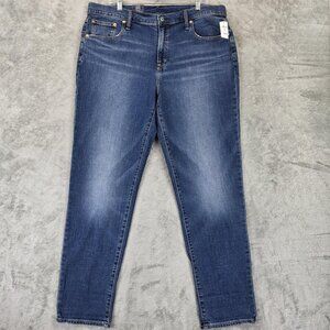 Gap Jeans Womens 33 Tall Blue Girlfriend Mid Rise Tapered Denim Low Stretch